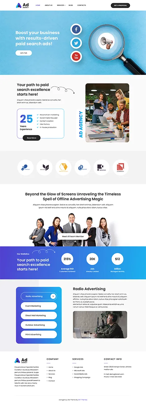 Ad Agency Lite - Free Marketing Agency WordPress theme