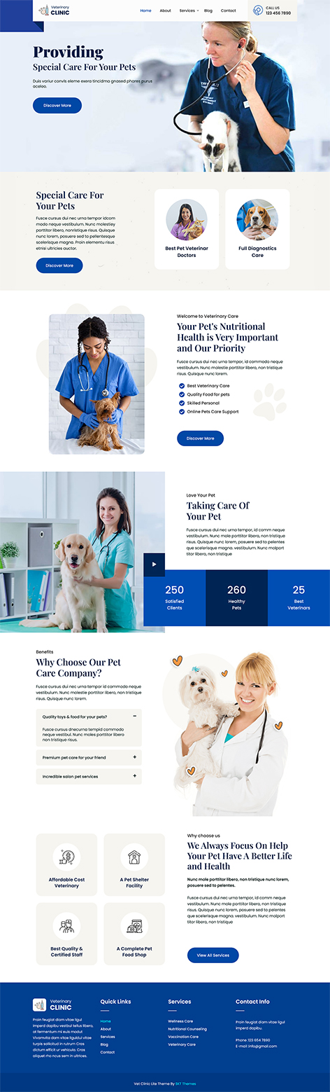 Vet Clinic Lite - Free Pet Vet WordPress Theme