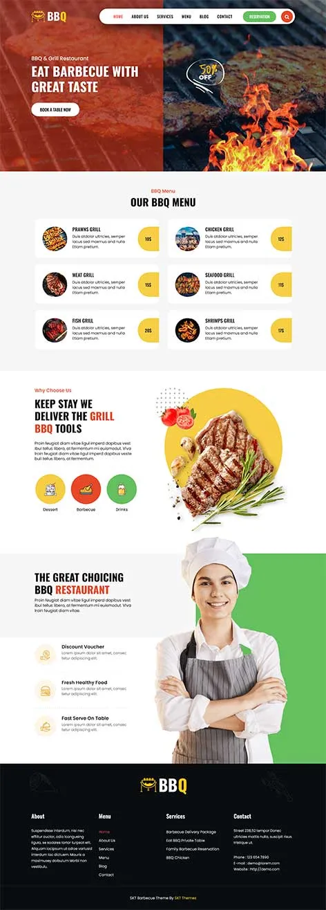 SKT Barbecue – Free barbecue WordPress theme