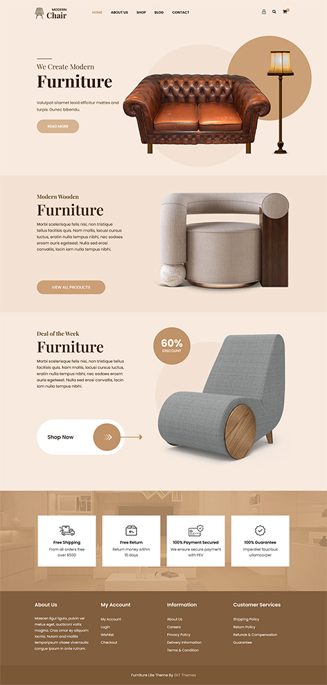 Free furniture store WordPress theme